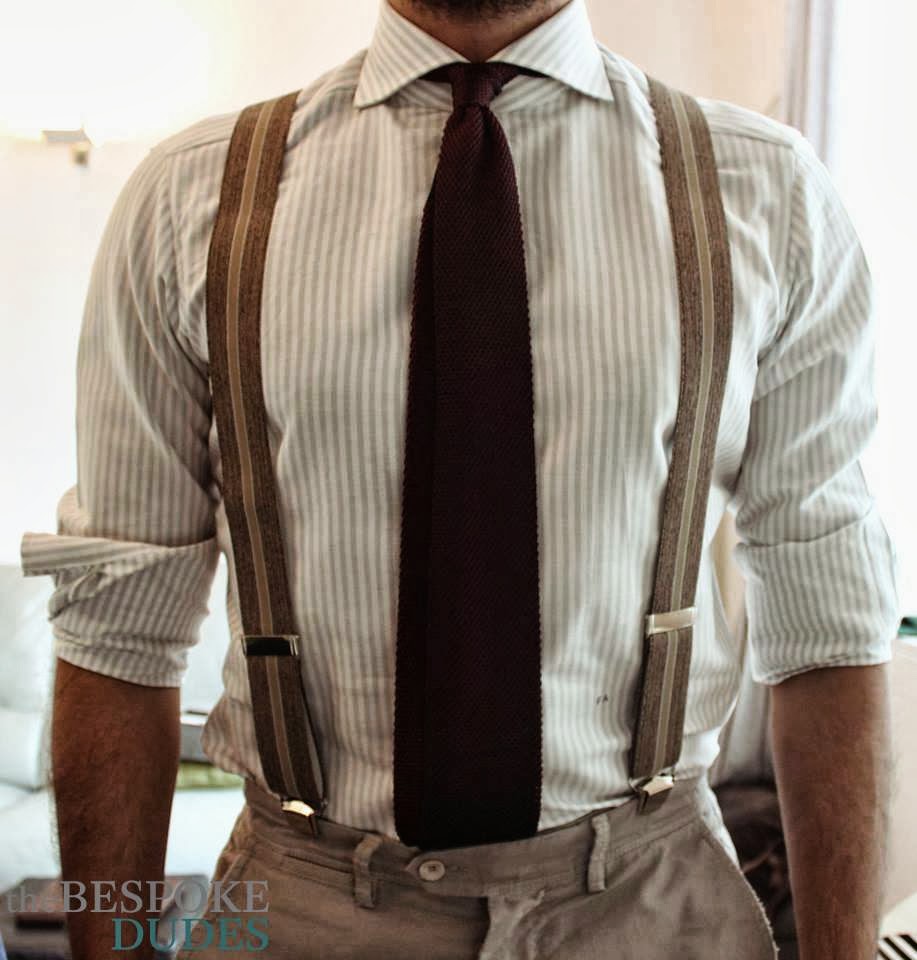 Tucked Grenadine & Beige Suspenders