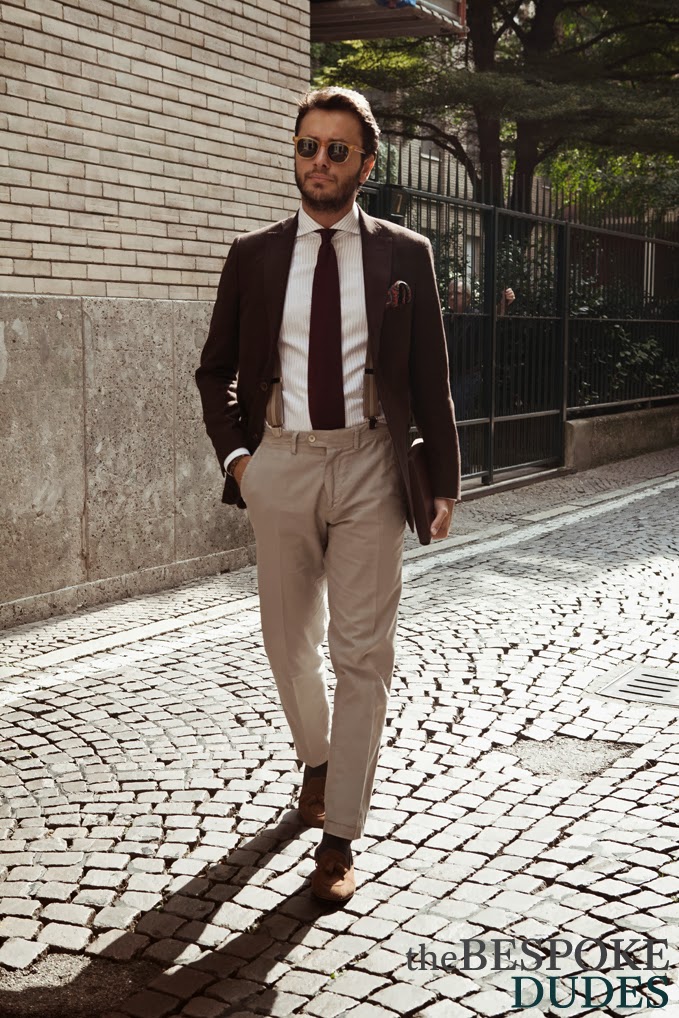 Tucked Grenadine & Beige Suspenders