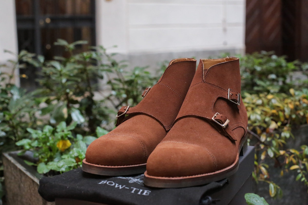 Review: Bow-Tie Double-Monks Ankle Boots Chestnut suede, Dainite sole and Goodyear comfort 